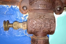Supply Valve of Golds Patent 1854 Mattress Radiator on the wall of the Fish Bar in NYC.