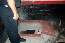 Thermocrete Chimney Liner Installation Hatch access to the underground chimney breeching.