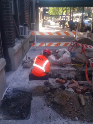 Con Edison installs new gas line from the street to the building's property line, and into the basement.